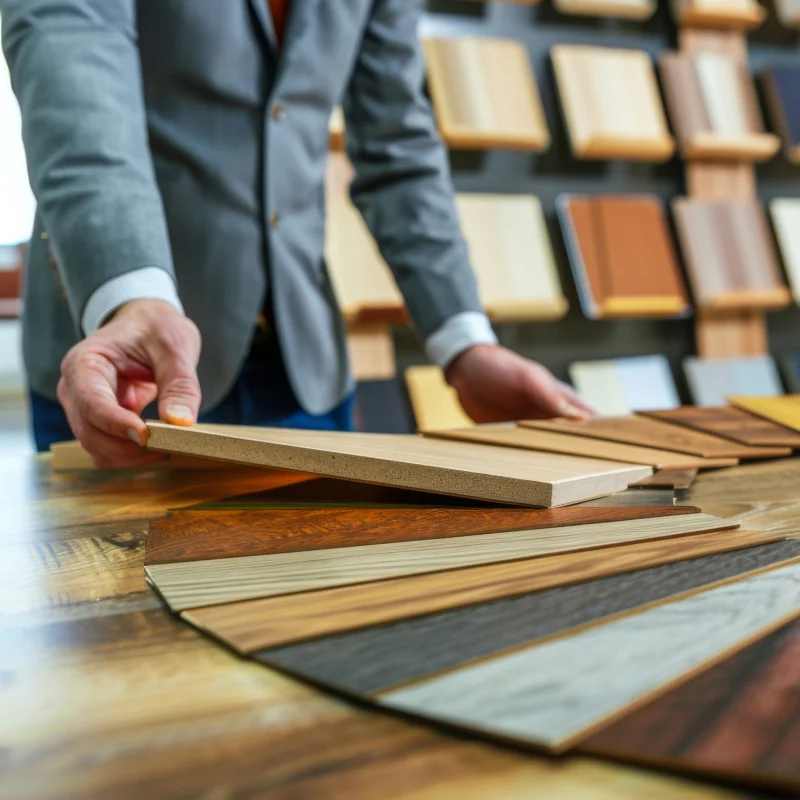 Person looking at flooring samples