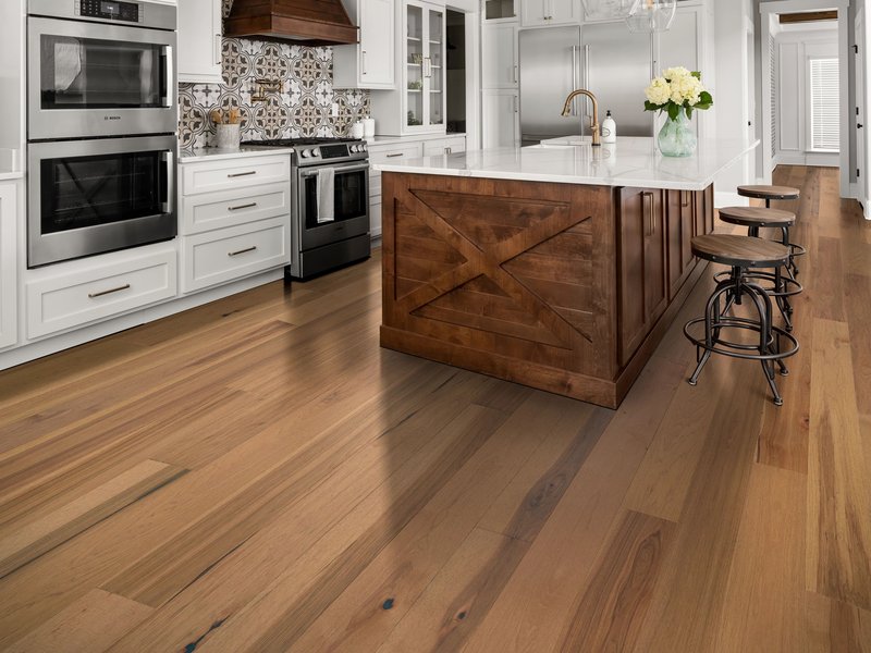 Modern kitchen with hardwood floors